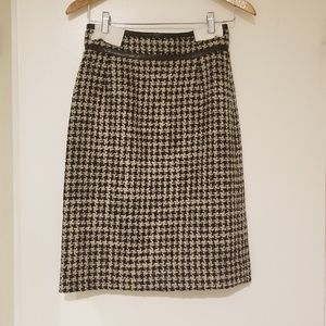 Houndstooth Wool Pencil Skirt